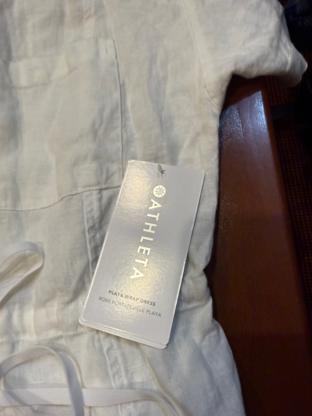 Athleta White Playa Wrap Dress - Lightweight Linen Look